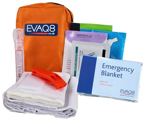EVAQ8 Outdoor Worker Personal Trauma First Aid Kit in Orange Belt Bag IFAK