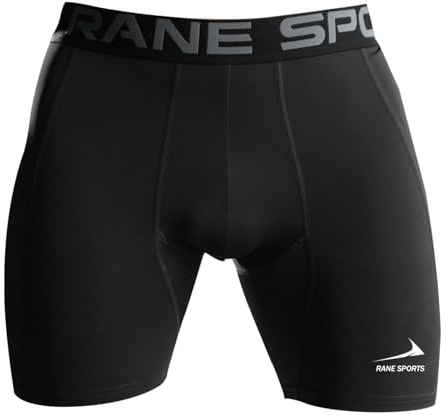 Rane Sports Pantalones Cortos de Compresion Basica para Correr Hombre, Pantalones Cortos de Entrenamiento, Mallas Cortas Hombre Secado Rápido con Bolsillo Negro L
