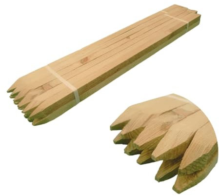 10 x 4ft (1.2m) Tall Wooden Garden Stakes 32mm x 32mm Pressure Treated Tree & Plant Support Fencing Posts Baltic Slow Grown for Strength. Long Lasting. Thick. Square
