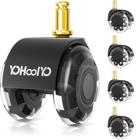 YOHOOLYO Juego de 5 Ruedas Rodillos Giratorias Repuestos Sillas de Oficina, 10 x 22 mm, Silenciosas y Suaves, para Sillas de Oficina, Escritorio, Muebles, Alfombrilla de Protección para el Suelo