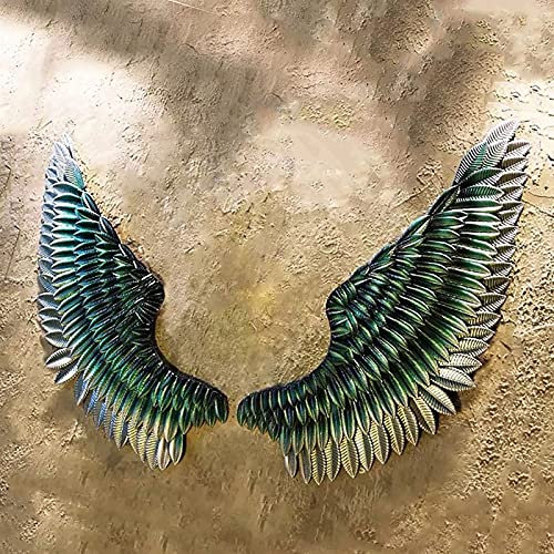 Decorazione Murale Scultura da parete in ferro, un paio di decorazioni murali artistiche con ali d'angelo, sculture in bassorilievo realizzate a mano per la decorazione della parete domestica, utilizz