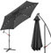 Fiqops Sonnenschirm LED Solar Ø 300 cm Grau mit Kurbel| Alu Ampelschirm mit Ständer | Gartenschirm Sonnenschutz UV-Schutz Aluminium | Kurbelschirm Marktschirm wasserdicht für Garten