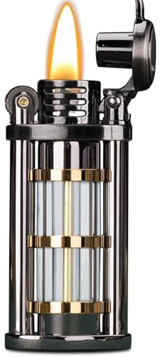 Kreative Paraffin- und Flint-Feuerzeuge, Vintage- und Graben-Feuerzeuge, Kerzen-, Küche-, Camping- und Kaminfeuerzeug, Geschenke für Männer (Brennstoff nicht enthalten) (Black)