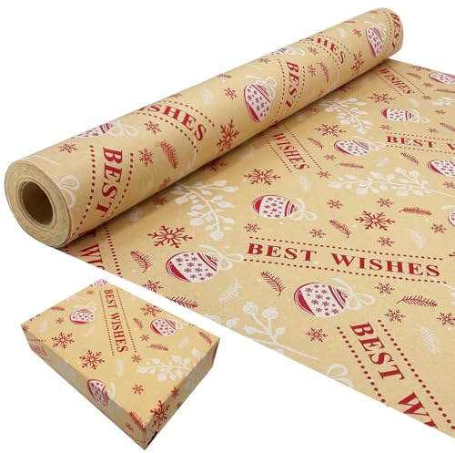 Rouleau de papier d'emballage cadeau, 15m X 43cm anniversaire mariage cadeau papier d'emballage (flocon de neige - 3)
