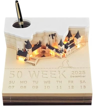 Calendario strappato 2025, creativo ma-gic castle note adesive, calendario 2025, blocco note da tavolo con luce, per compleanni, feste speciali, inaugurazione della casa