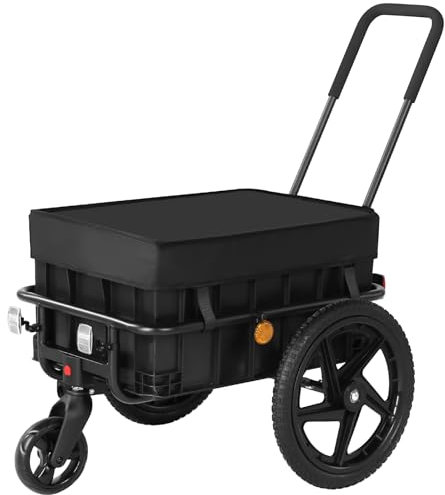 SEPNINE® 2in1 Einkaufstrolley mit 86L Kapazität, Handwagen mit Schiebebügel, bis 40kg belastbar, Trolley & Sackkarre mit 40 cm Luftreifen, Fahrrad Lastenanhänger, Schwarz