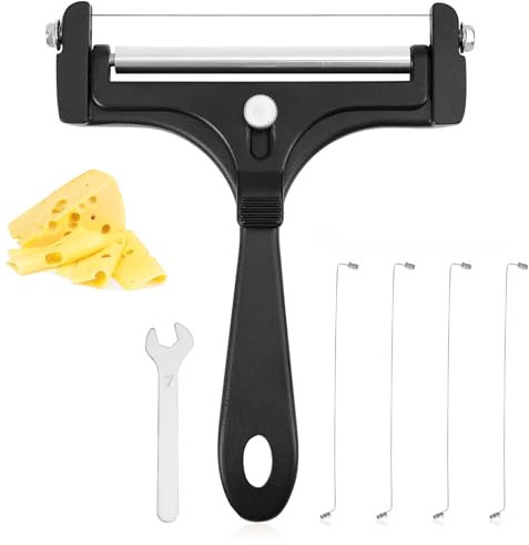 Tinoaly Kit Affettatrice per Formaggio, Spessore Regolabile Affettatrice Formaggio Portatile in Ferro con 4 Fili Extra e Chiave Inglese Taglia Alimenti per Burro Mozzarella Cheddar