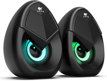 OR O R O W Computer Speakers,Mini 10W RGB PC Speakers with Colorful LED, Volume Control - Gaming Speakers for Desktop/Laptop, 3.5mm Aux (S208) (2.0)