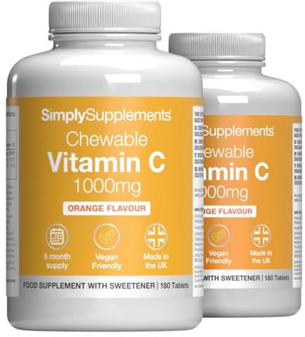 Chewable Vitamin C 1000mg with Riboflavin (Vitamin B2) | Immune & Skin Support | 360 Vegan Tablets | 1-Year Supply | Vegan & Vegetarian Friendly | UK Made