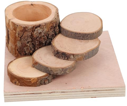 Abaodam Natural Wood Hamster Climbing with Platform and Feed Bowl Chew-resistant Small Animal Stand for Rabbits Guinea Pigs Rats and Hamsters Dental Care for Teeth Grinding and