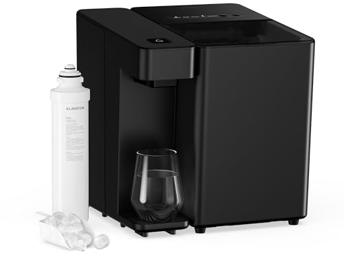KLARSTEIN Velaire Maquina de Hielo & Dispensador de Agua - Filtro Pac, 2 Tamaños de Cubitos, 2L, 10kg/24h, Panel Táctil, Alarma, Fácil Uso, Maquina de Hacer Hielo para Casa