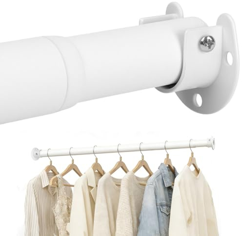 NUTKIT Barra Armario Extensible,Barras Para Armario 43-177CM,Con Tornillo y Tubo de Expansión,Barra de Armarios Extensible Resistente,Para Armarios,Lavanderías,Guardarropa,Autocaravana, etc.(Blanco）