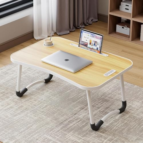 Uppgraderat Bärbart Laptop-sängbord I Valnöt Med Mugghållare Och Surfplatta - Multifunktionellt Bricka För Att äta, Läsa Och Skriva I Sängen, Soffan Eller Golvet Walnut
