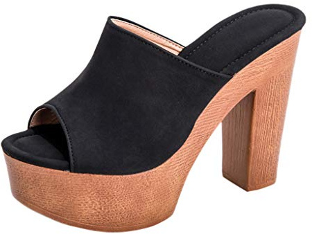 Zapatos altos para mujer, tacón grueso, zapatos de tacón para mujer, elegantes sandalias de verano peeptoe, sandalias transpirables con tacón, sandalias de plataforma de un solo color, sandalias sexys