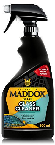 Maddox Detail - Glass Cleaner 500ml | Detergente Vetri Auto, Tripla Azione, Sgrassa e Lucida | Ideale come Pulitore di Insetti per Auto | Respinge l'Acqua dai Vetri | Pulizia Vetri Auto