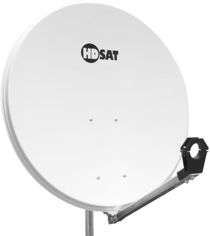 HDSAT Parabole Satellite Acier Blanche 80cm avec Support LNB en Acier Galvanisé idéal Astra EUTELSAT