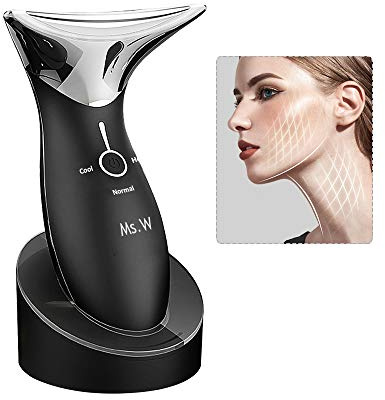 Ms.W Masseur visage anti-âge avec modes chaud et froid pour éliminer les rides et raffermir la peau, machine à haute fréquence rechargeable – Appareil de massage anti-rides pour le visage