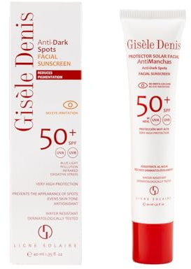 GISÈLE DENIS - Protector Solar Facial Antimanchas, 40 ml, FPS50+, Crema Solar, Cuidado Facial, Hidrata la Piel, Resistente al Agua, para Uso Diario, Protector Solar Antimanchas
