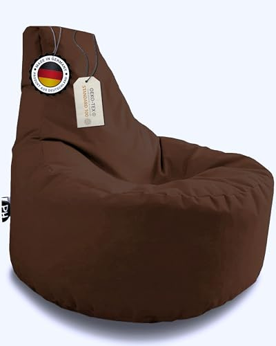 Patchhome Sillón gamer – 2 tamaños – 25 colores XXL – 80 cm de diámetro, 30 cm de altura del asiento, 90 cm de altura, color marrón