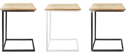 Natural Goods Berlin 1x Beistelltisch C-Form | Laptoptisch aus Metall und Holz | Couchtisch Sofa Kaffeetisch Sessel | praktische Ablage | Nachttisch Unterschieben (mit Tischplatte Eiche, Industrial)