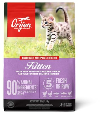 ORIJEN Grain Free High Protein Premium Dry Cat Food Kitten Recipe 4lb Bag