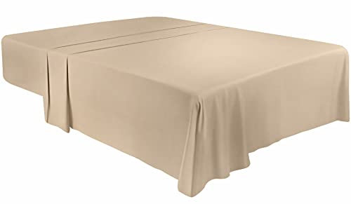 Utopia Bedding - Flach Laken ohne Gummizug - 266 x 259 cm - Oeko-TEX Zertifiziert - Weich Gebürstetes Polyester – Mikrofaser – Flaches Blatt – Beige