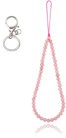 BEEFLYING Correas de Muñeca Con Cordón Para Teléfono de Piedra - Colgantes Con Piedras Preciosas de Cuarzo Rosa - Cuerda Antipérdida Para Accesorios Con Llavero
