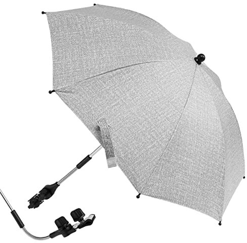 Baby Pram Umbrella Canopy Parasol, Universal UV Parasol for Pushchairs and Buggy, Clip on Stroller Umbrella, Baby Buggy Sun Parasol with Adjustable Fixing Clamp (grey-85cm)