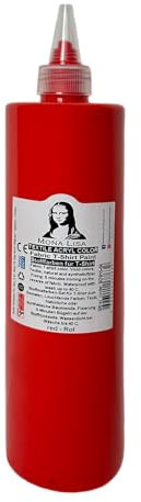 Teinture pour tissu 500 ml. Peinture textile résistante au lavage. Couleur pour tissus clairs. Lavable en machine, résistante au lavage, fixation par repassage (rouge)