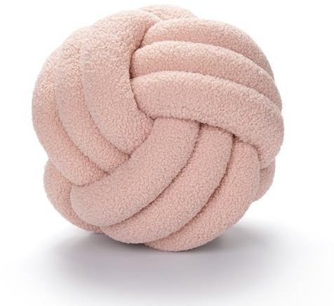 BSOMAM Knot Ball Pillow, Knotted Ball Throw Pillow Ultra Soft Companionship Decorative Hand-woven Knotted Ball Lamb Velvet Sofa Cushion, Knot Cushion, Sofa Pillow for Bedroom (Pink)
