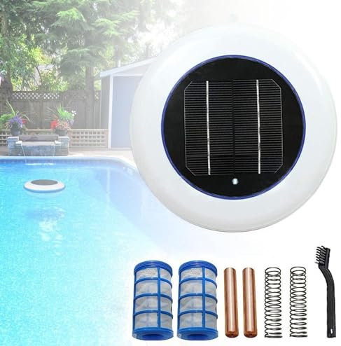 Ionizador solar de alta capacidad, para piscinas de hasta 35,000 galones, elimina algas y limpia con ánodo de cobre de mayor duración, limpiador solar ecológico para piscinas