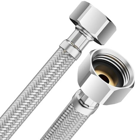 YUANNY Tuyau flexible 1/2 Femelle x 1/2 Femelle Raccord des deux côtés - Tuyau EPDM tressé acier inox, Flexible sanitaire Pour robinet, robinet d'angle, lavabo, cuisine, salle de bain, WC - 30CM