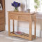 Ramece Crescent Solid Oak Console Table With Storage Drawers for Living Room, Hallway - Solid Oak Wood Side Sofa Table – Small Modern Wooden Console Table With Shelf – H77 x W87 x D28 cm (Standard)