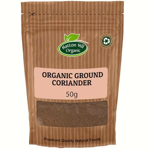 Organic Ground Coriander 50g by Hatton Hill | Certified Organic, Perfect for Elevating Curries, Soups, Marinades
