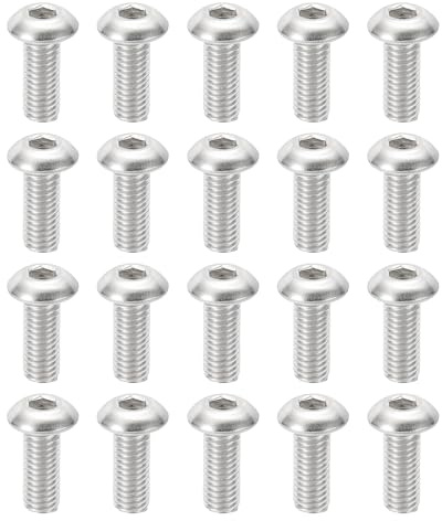 PATIKIL #10-32x1/2 Viti a Testa Bombata con Esagono Incassato, Acciaio Inossidabile 304 (18-8) Bulloni Testa Cilindrica Filettatura Completa Fine UNF, 20 Pezzi
