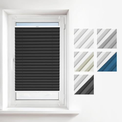 Estika Thermo Plissee Klemmfix ohne Bohren nach Maß Verdunkelung für Fenster in verschiedenen Breiten (30–129 cm) und Höhen (50–149 cm) Blickdicht erhältlich mit Montagezubehör