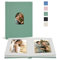 Vienrose Scrapbook-Fotoalbum 10x15 cm | Einsteckalbum aus Leinen für 20 Fotos mit Beschreibfeld - Personalisierbar (Seegrün)