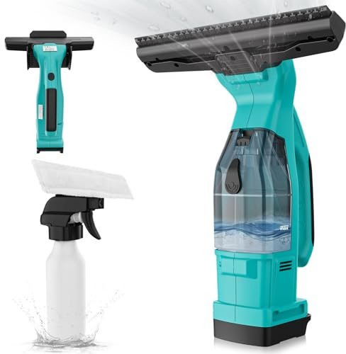 Nettoyeur de fenêtre sans fil compatible avec Makita 18 V, nettoyeur de vitres avec réservoir d'eau amovible, vaporisateur, nettoyage sans traces de surfaces lisses, fenêtres, miroirs, parois de