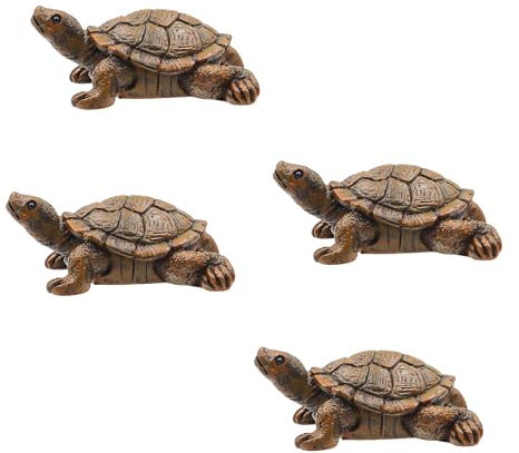 MIPIACE Pack of 4 Turtle Figurine Turtle Decorative Resin Figures Weatherproof Turtle Ornament 7 cm Long Decorative Garden Turtle Garden for Flower Pot Pond Yard Balcony Gifts