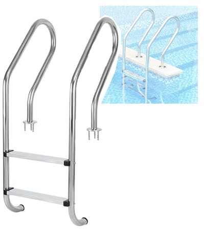 Échelle de Piscine, échelle à marches creusée en Acier Inoxydable, escalier à Double Rampe à 2/3 marches, avec pédales antidérapantes, pour piscines intérieures et extéri