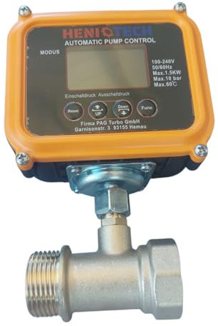PAG Turbo GmbH® - 2in1 elektronischer Druckschalter für Pumpen 230V bis 1,5kW inkl. Trockanlaufschutz mit 1 3-wege Verteiler