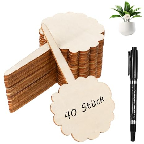 40 Stück Pflanzenschilder Zum Beschriften Mit Stift(Kreisförmig）