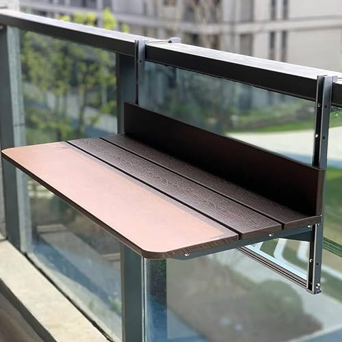 HynJGih Balcony Folding Table,Patio Garden Deck Outdoor Table,Outdoor Folding Balustrade Hanging Table(60x37cm)