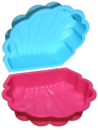 Sand- & Wassermuschel 2er Set für Kinder – pink & türkis – Outdoor Sandkasten & Planschbecken – Robustes Spielzeug für Garten & Terrasse – ab 18 Monate