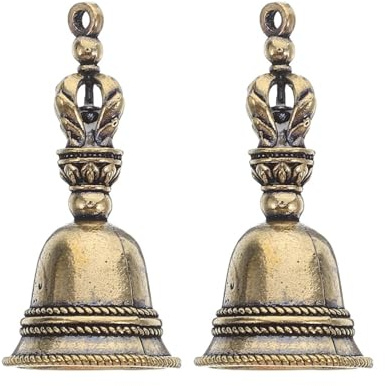 2 Stück Handglocke Messing Glöckchen, Mini Glocke Anhänger, Metall Charm Schlüsselanhänger für Weihnachtsdeko Heimdekoration und DIY Schmuck