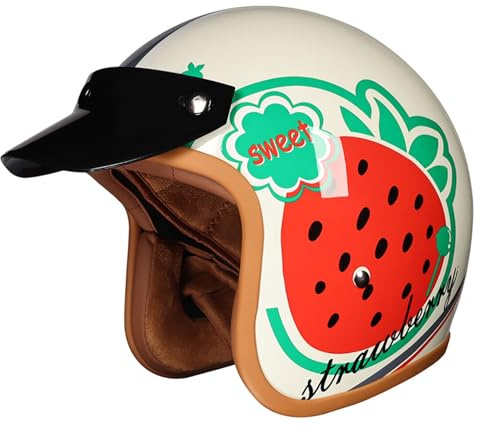 Casque de moto rétro jet demi-coque pour hommes et femmes, homologué ECE, casque demi-coque pour scooters et cyclomoteurs. 5,M=55-56CM
