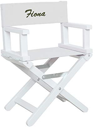 Geschenkegarten Regiestuhl für Babys und Kleinkinder (1-5 Jahre) mit weißem Gestell und individueller Bestickung (Weiß)