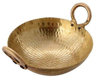 radhna Indian Traditional Kitchen Utensil Brass Kadai Karahi Cooking Kadai Pots & Pan Cooking Woks Capacity 3 Litre - Fastest Delivery with DHL