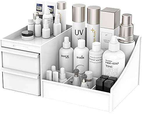 Koksi Makeup Organiser with Drawers – Large Capacity Acrylic Storage White – Vanity Organizer for Cosmetics, Skincare, Jewelry