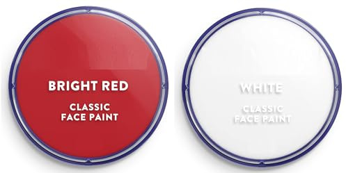 SK INFINITY | Classic Face and Body Paint 18 ml Professional Water Based, Single Cake Makeup Supplies for Adults (WHITE & RED)